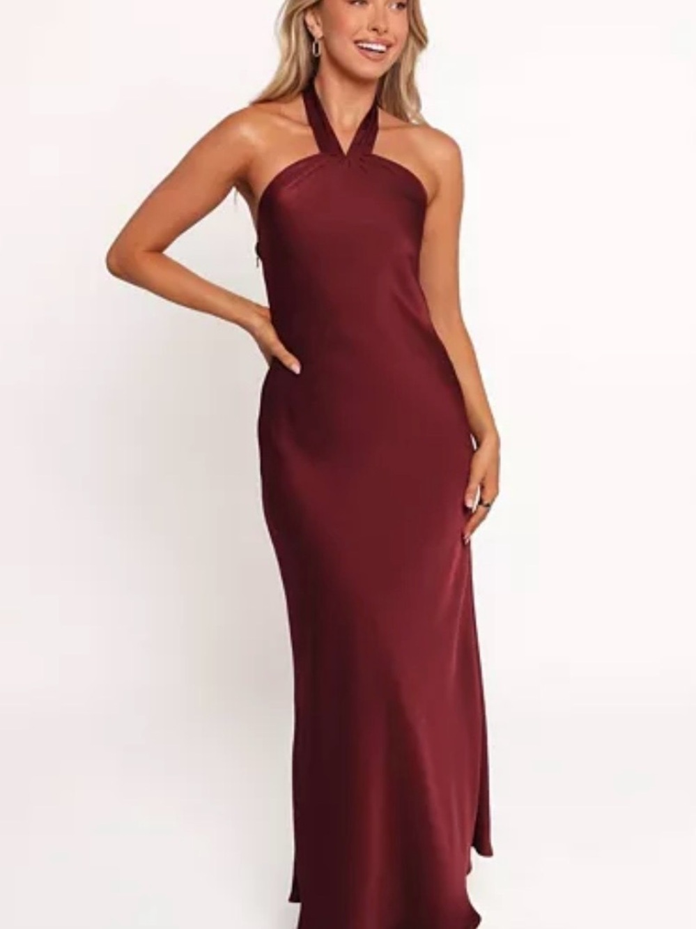 Petal & Pup Burgundy Halter Maxi Dress